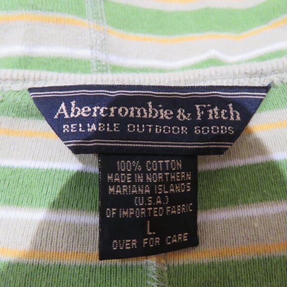 VINTAGE ABERCROMBIE & FITCH Striped V Neck Cotton Tee Top 90s Y2K Friends Size L - Picture 14 of 14
